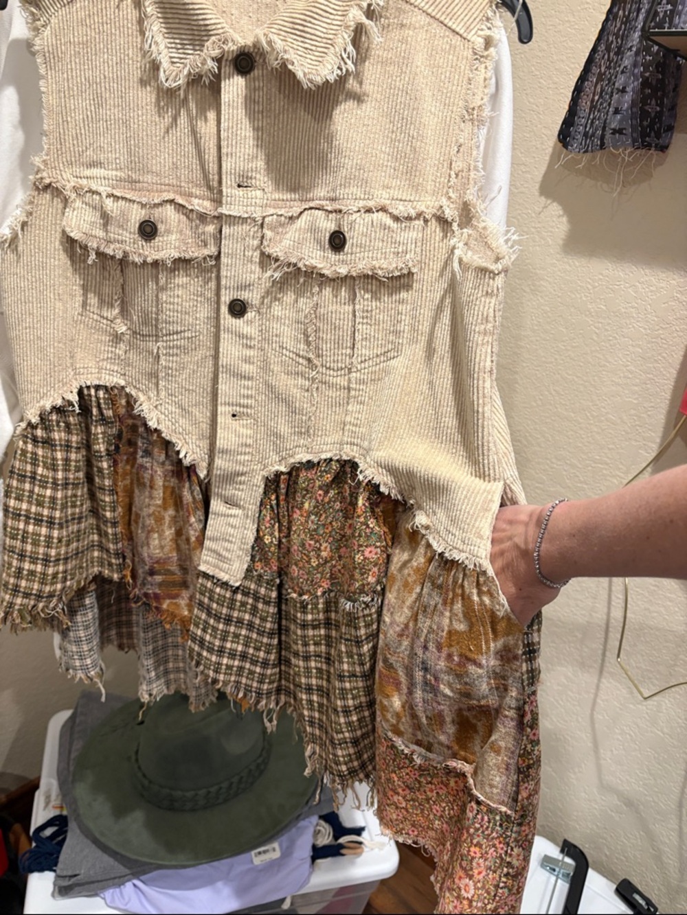 Corduroy Boho Patchwork Duster New! By Oli & Hali - Picture 2 of 11